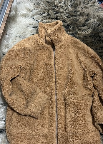 Kahverengi Peluş Kadın Mont - Görsel 2