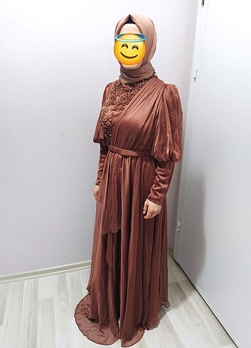 Henna Gelinlik Elbise soğankabuğu renk kiremitten açık biraz