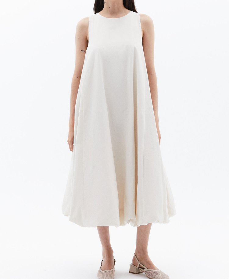 Kadın Beyaz Kolsuz Balon Midi Elbise - Görsel 4