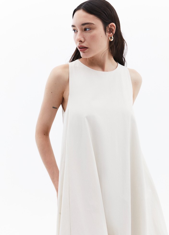 Kadın Beyaz Kolsuz Balon Midi Elbise - Görsel 2