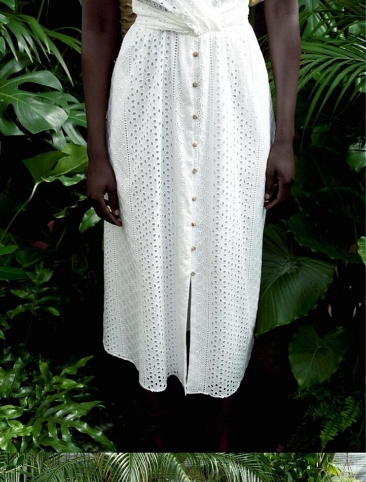 Zara Beyaz Nakışlı Pamuklu Uzun Elbise - Görsel 3