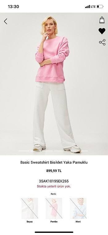m Beden Basic Sweatshirt Bisiklet Yaka Pamuklu