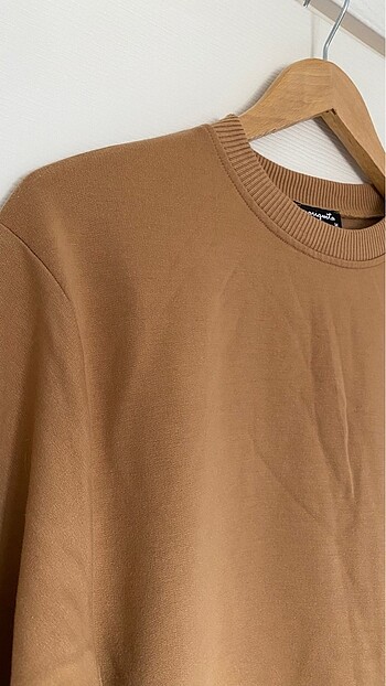 m Beden camel Renk Basic Sweatshirt Bisiklet Yaka