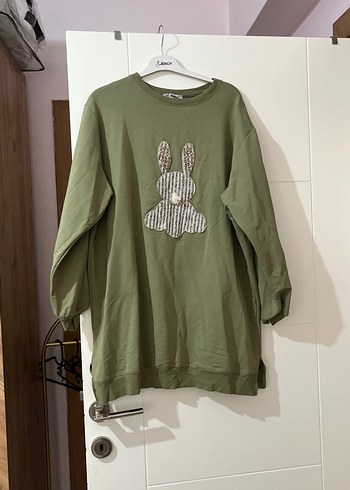 xxl Beden Kadın Uzun Kollu Kapüşonsuz Triko Sweatshirt