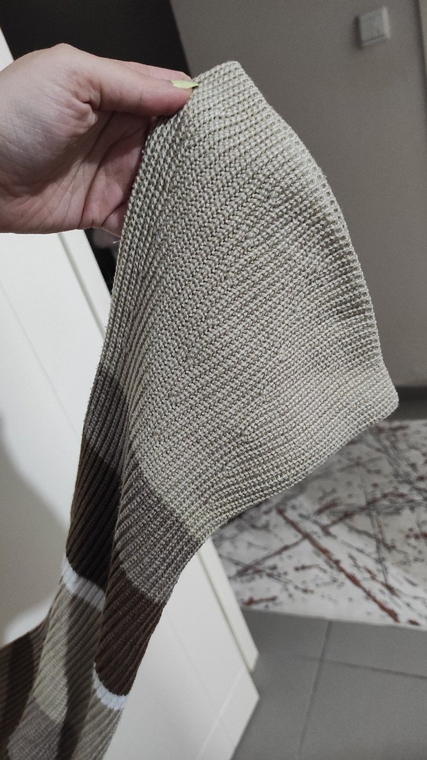 Bej Çizgili Kadın Triko Kazak - Görsel 5