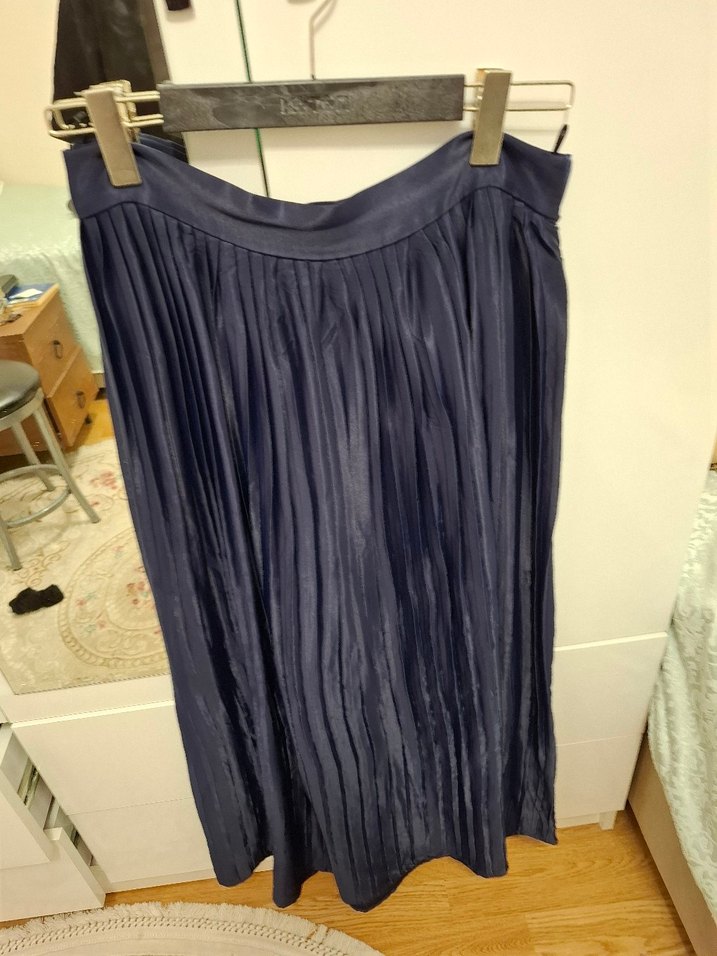 Mavi Piliseli Midi Hamile Eteği - Görsel 2