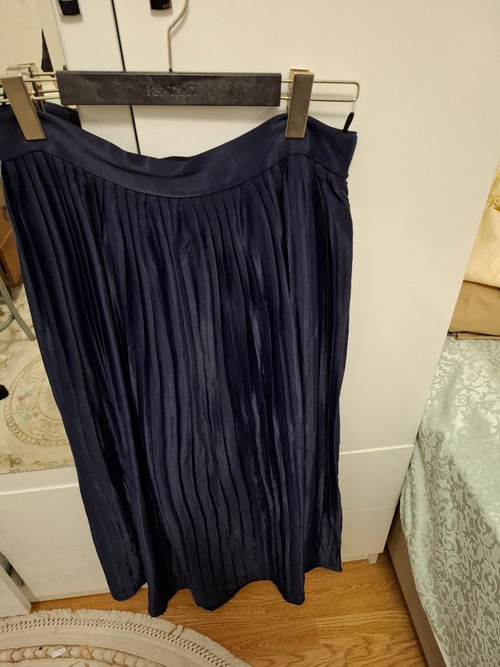 Mavi Piliseli Midi Hamile Eteği - Görsel 5