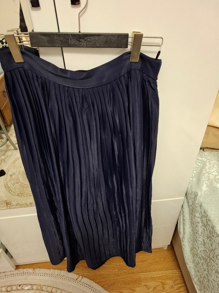 Mavi Piliseli Midi Hamile Eteği - Görsel 4