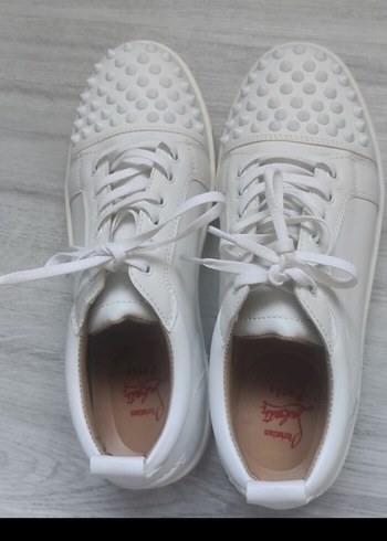 Beyaz Spor Ayakkabı, Bağcıklı, Çivili - Görsel 5