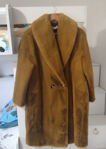 Kahverengi Kadın Midi Boy Suni Kürk Ceket - Görsel 3