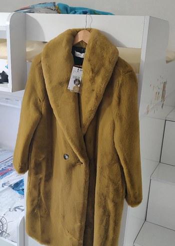 Kahverengi Kadın Midi Boy Suni Kürk Ceket - Görsel 6