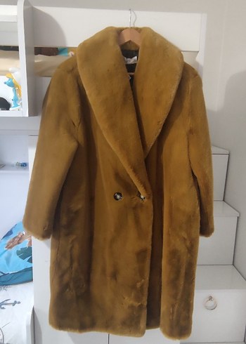 Kahverengi Kadın Midi Boy Suni Kürk Ceket - Görsel 2