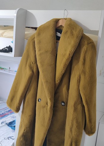 Kahverengi Kadın Midi Boy Suni Kürk Ceket - Görsel 10