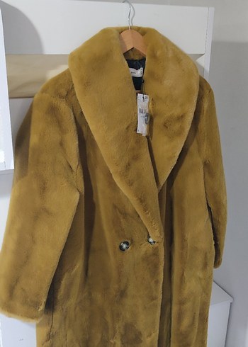 Kahverengi Kadın Midi Boy Suni Kürk Ceket - Görsel 12