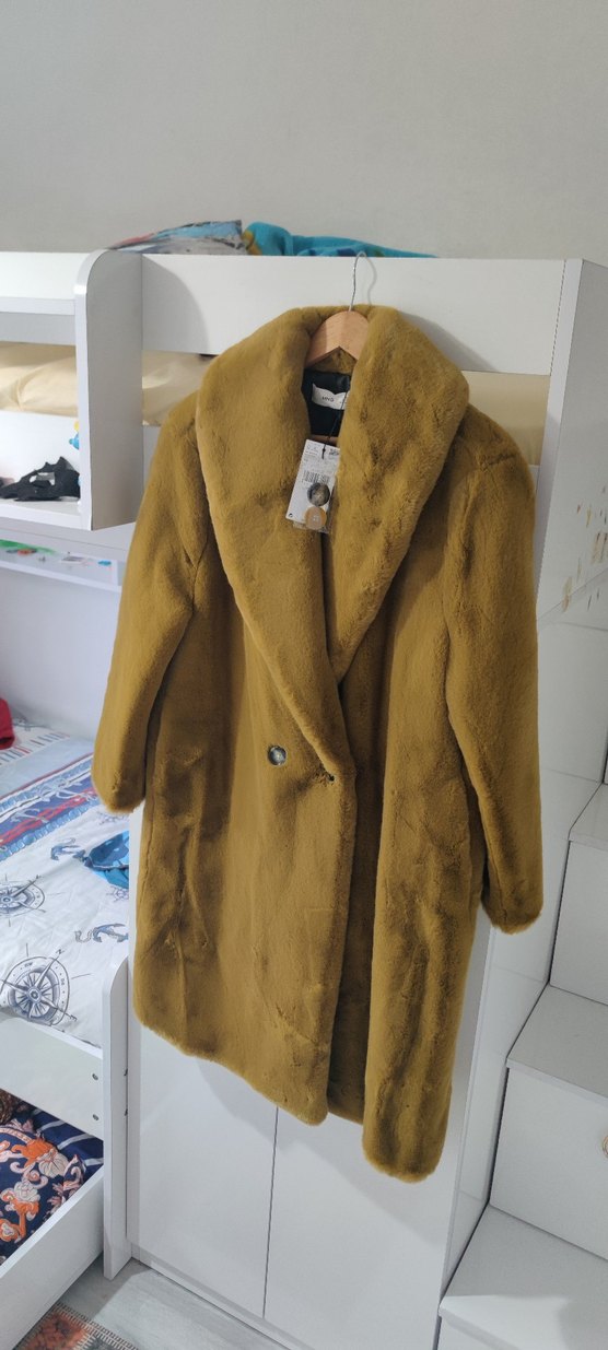 Kahverengi Kadın Midi Boy Suni Kürk Ceket - Görsel 5