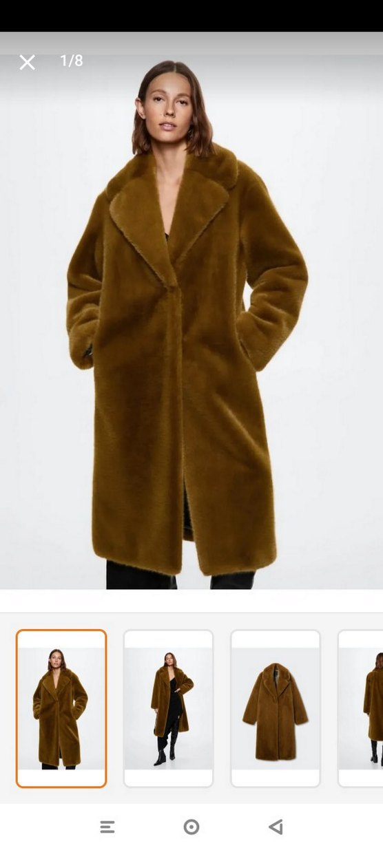 Kahverengi Kadın Midi Boy Suni Kürk Ceket - Görsel 4