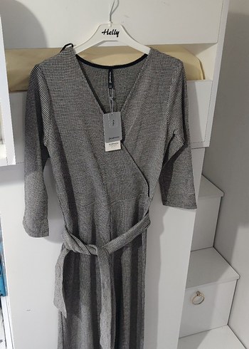 Gri V Yakalı Uzun Kollu Kadın Tulum - Görsel 4