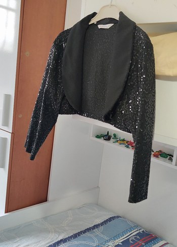 Kız Çocuk Siyah Payetli Uzun Kollu Bolero - Görsel 2