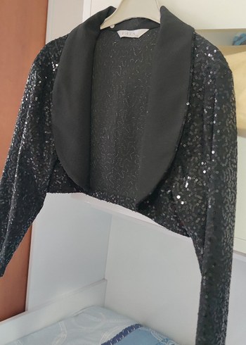 Kız Çocuk Siyah Payetli Uzun Kollu Bolero - Görsel 3