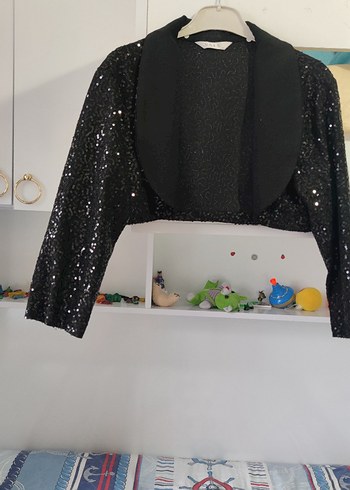 Kız Çocuk Siyah Payetli Uzun Kollu Bolero - Görsel 5