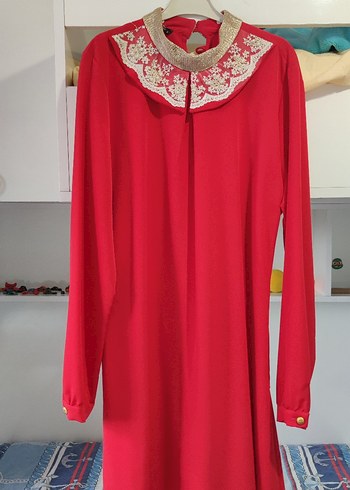 Nakışlı Kırmızı Uzun Tunik - Görsel 7