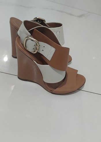 Bej Platform Topuklu Kadın Sandalet - Görsel 7