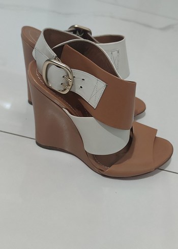 Bej Platform Topuklu Kadın Sandalet - Görsel 6