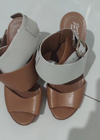 Bej Platform Topuklu Kadın Sandalet - Görsel 3