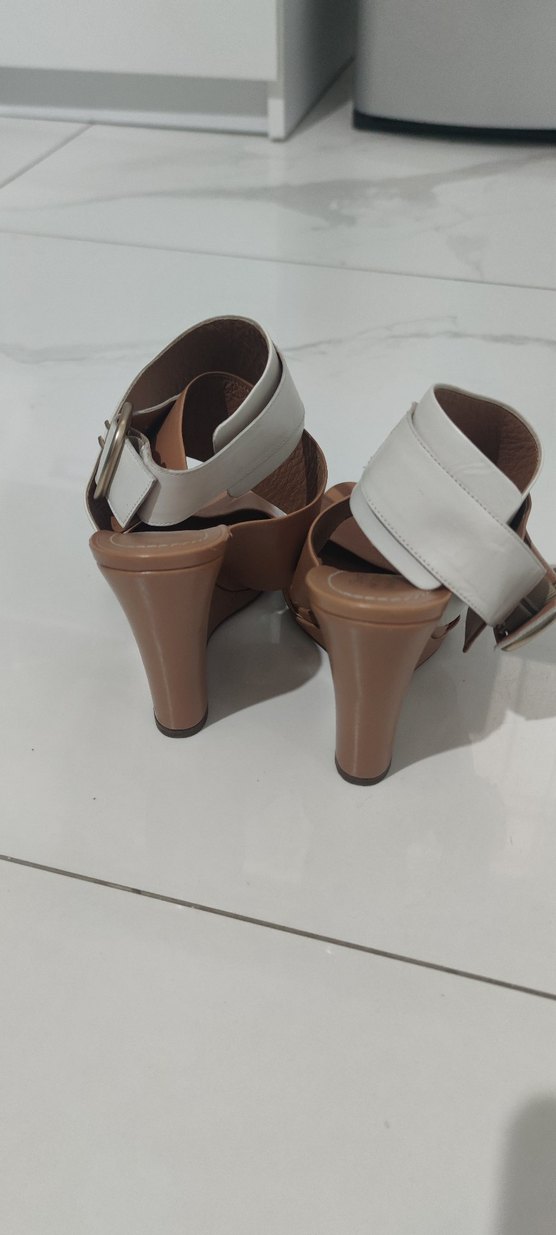 Bej Platform Topuklu Kadın Sandalet - Görsel 4