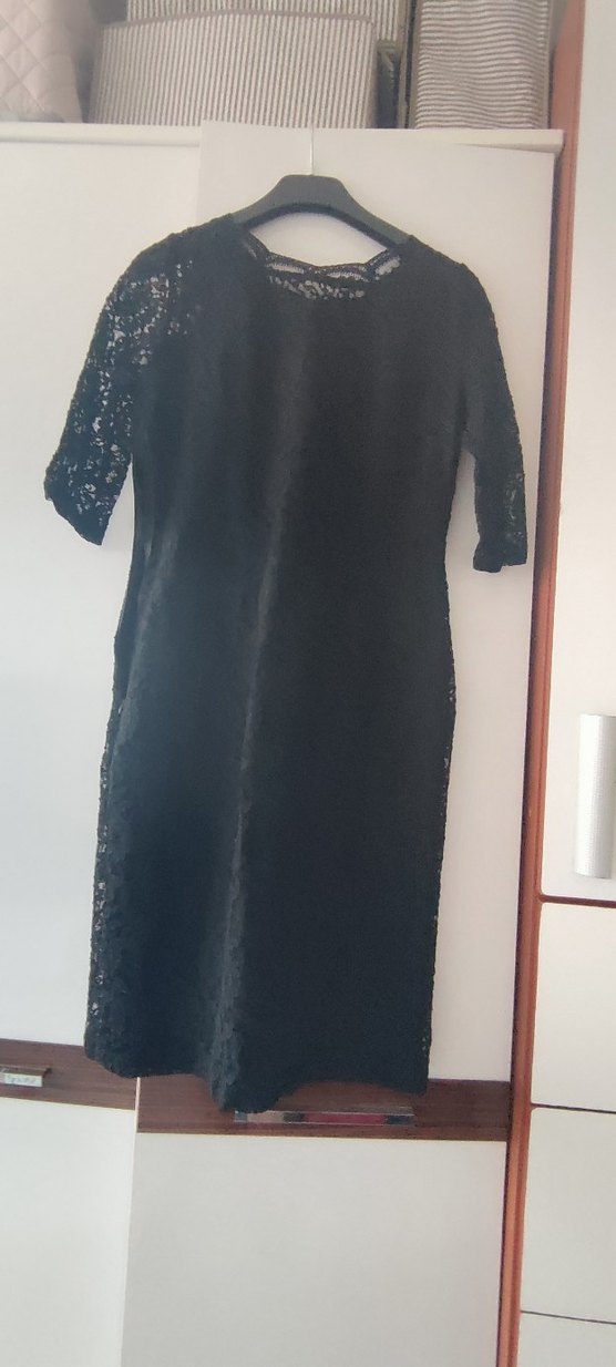 Siyah Dantel Midi Goth Kadın Elbise - Görsel 3