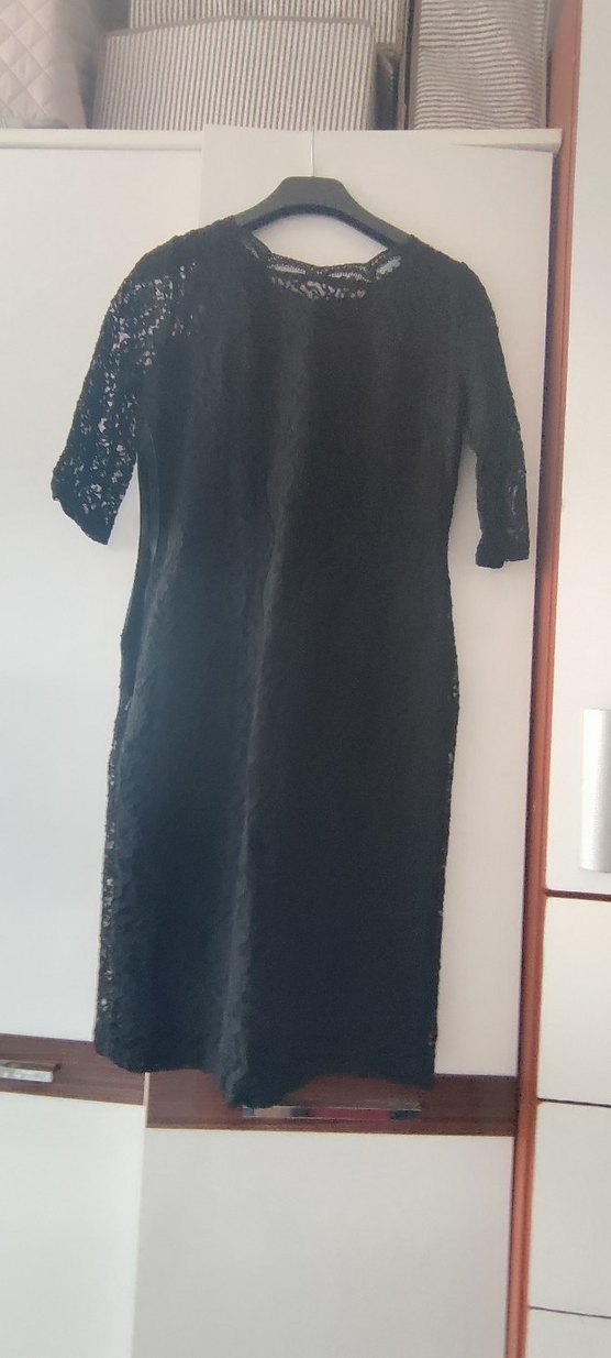 Siyah Dantel Midi Goth Kadın Elbise - Görsel 4