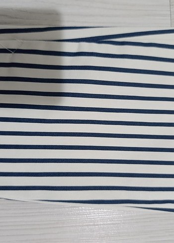 H&M Kadın lacivert Çizgili Pilili Kumaş Pantolon - Görsel 8