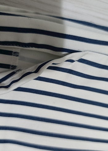 H&M Kadın lacivert Çizgili Pilili Kumaş Pantolon - Görsel 5