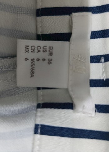 H&M Kadın lacivert Çizgili Pilili Kumaş Pantolon - Görsel 7