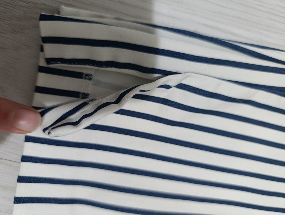 H&M Kadın lacivert Çizgili Pilili Kumaş Pantolon - Görsel 5