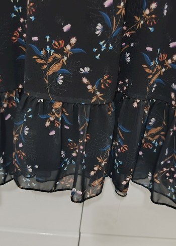 Uzun Kollu, Yüksek Yakalı Çiçek Desenli Midi Elbise - Görsel 4