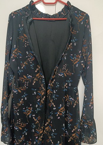 Uzun Kollu, Yüksek Yakalı Çiçek Desenli Midi Elbise - Görsel 6