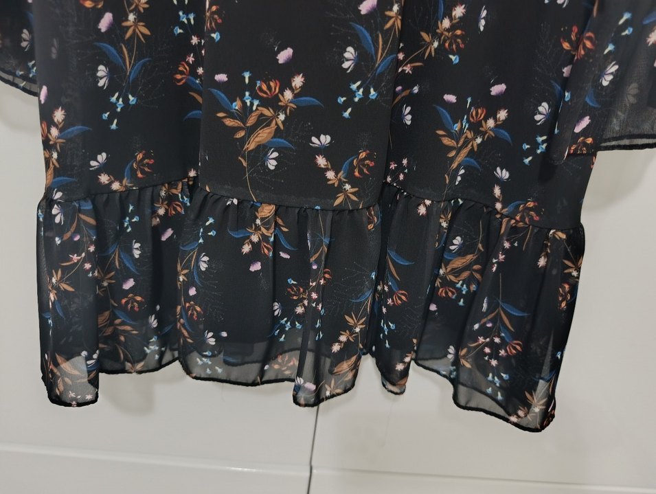 Uzun Kollu, Yüksek Yakalı Çiçek Desenli Midi Elbise - Görsel 4