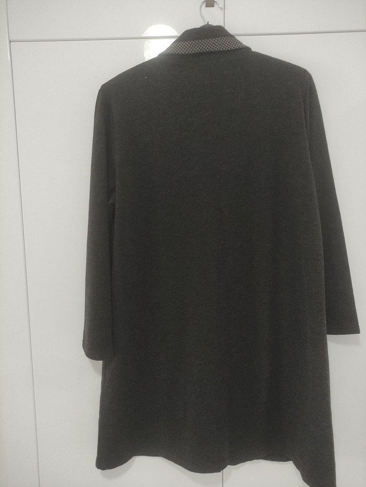 Düğmeli kahverengii midi  Kadın Ceket/pardesü - Görsel 4