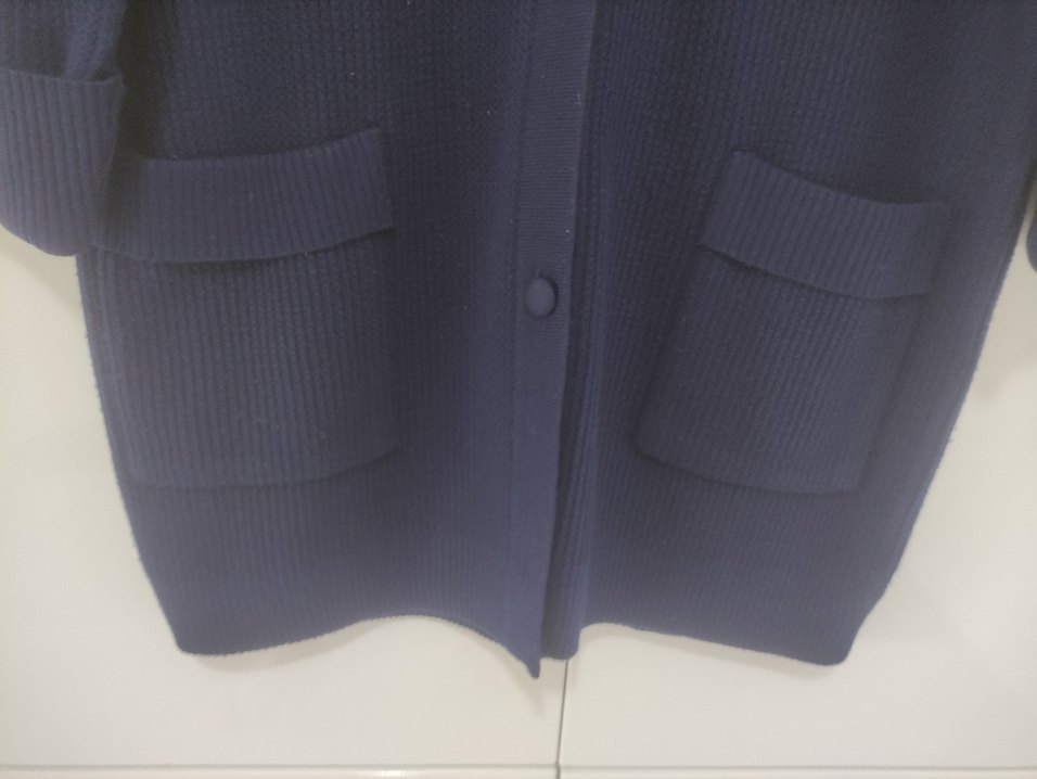 Lacivert Düğmeli Midi Kadın Palto/Hırka - Görsel 4