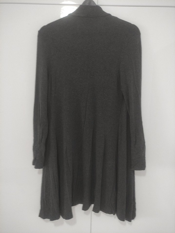 Gri Uzun Kesim Salaş Kadın Hırka - Görsel 4