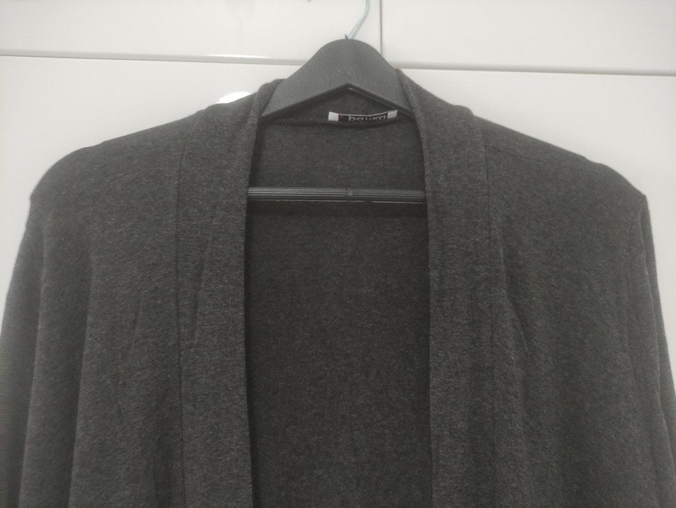 Gri Uzun Kesim Salaş Kadın Hırka - Görsel 2