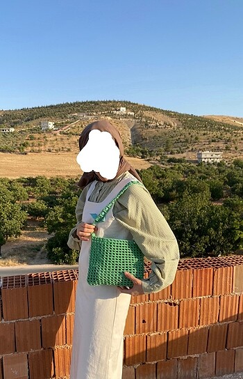 Beden yeşil Renk Yeşil rengi örgü çanta