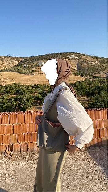 Beden haki Renk Yeşil Çift taraflı bez çanta