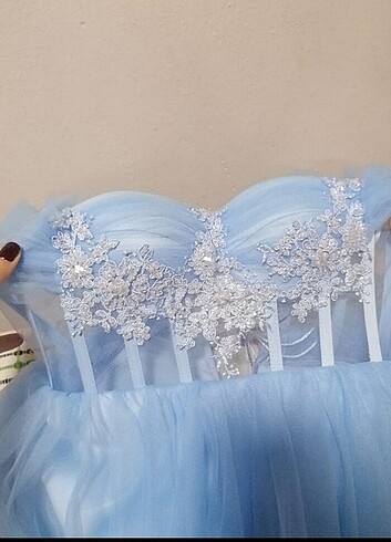 TÜL TÜL MAVI ELBISE - Görsel 5