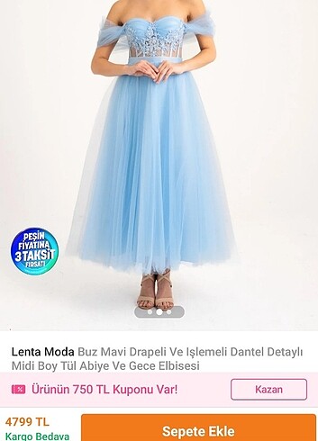 TÜL TÜL MAVI ELBISE - Görsel 6