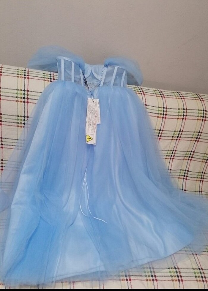 TÜL TÜL MAVI ELBISE - Görsel 3