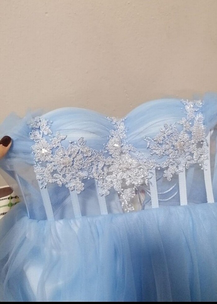 TÜL TÜL MAVI ELBISE - Görsel 5