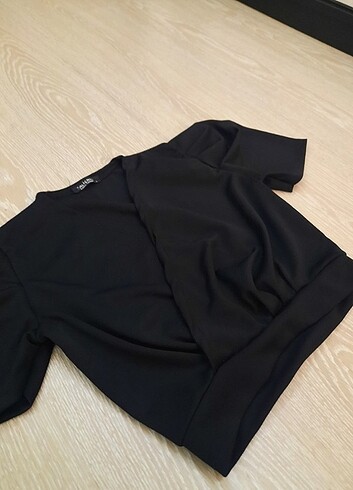 Siyah balon kol crop - Görsel 3