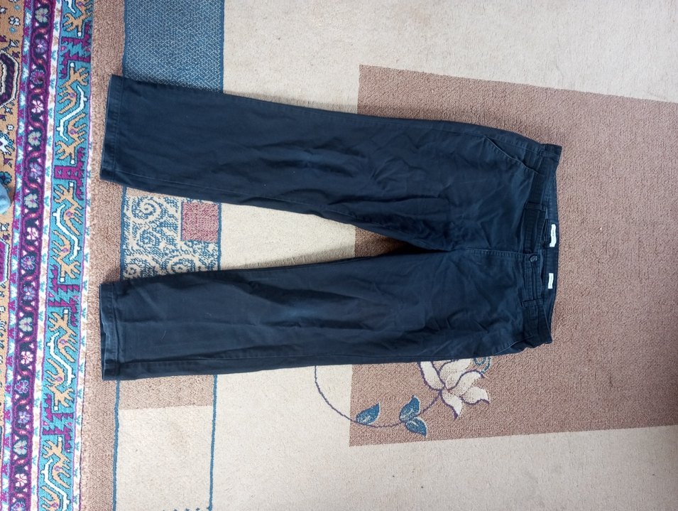 ekek siyah Bol Kesim Kemerli Kumaş Pantolon - Görsel 2